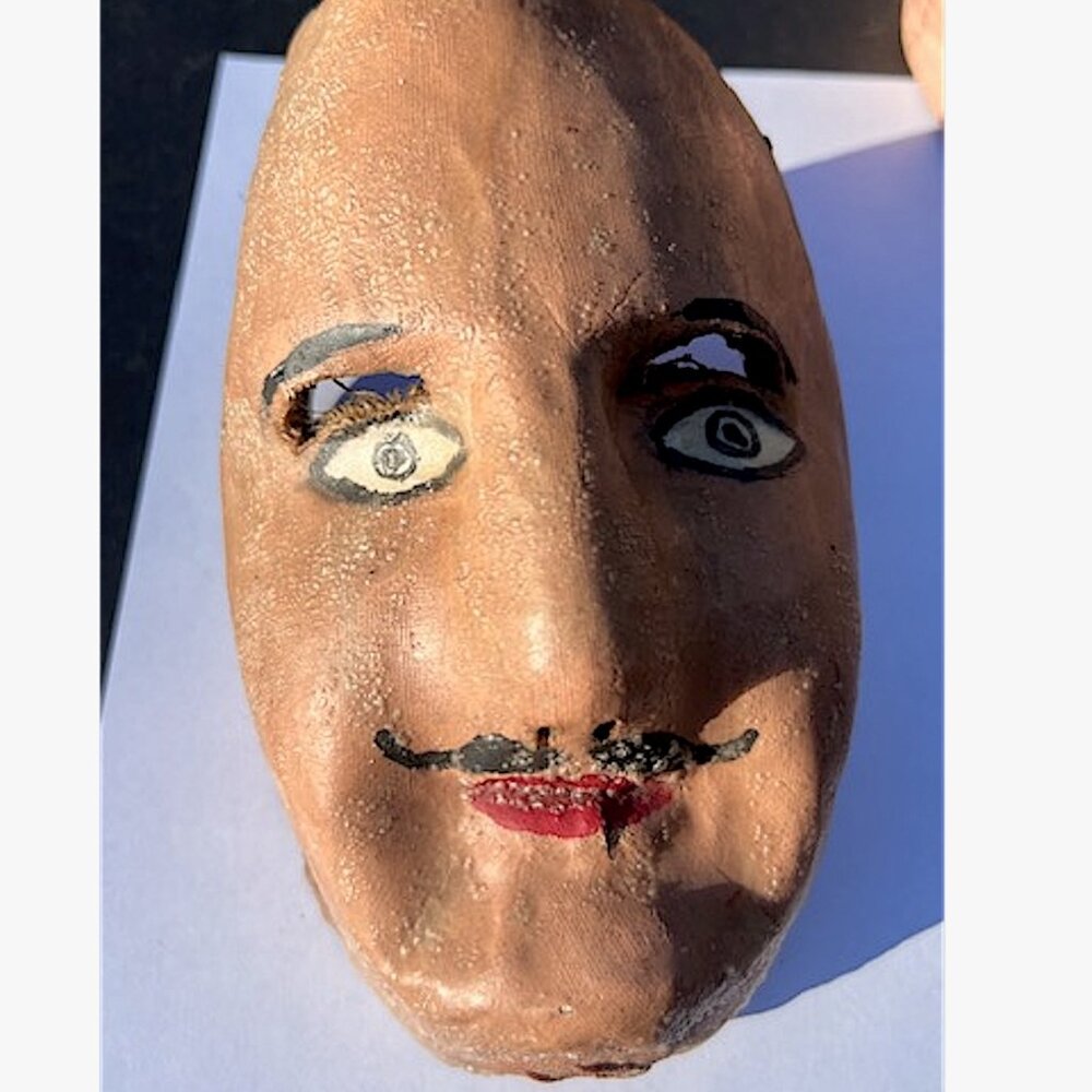 Vintage Folk Art MASK Handmade Wax Gauze Man Latin America